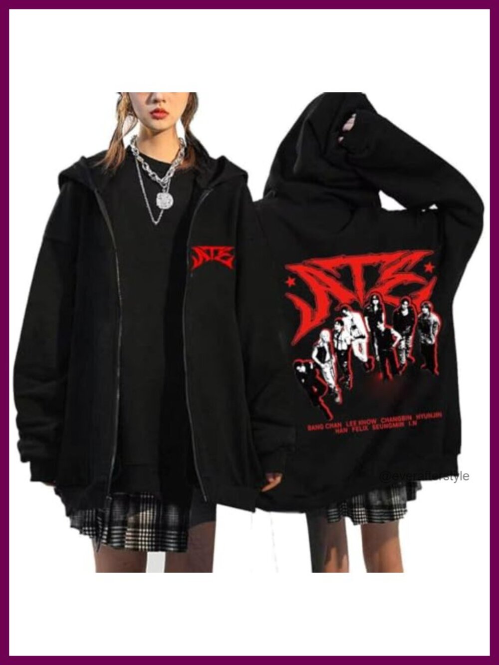 SKZ Zip Up Hoodie ATE Y2K Fall Jacket K Pop Merch